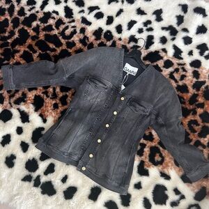 Ganni blazer in faded black denim